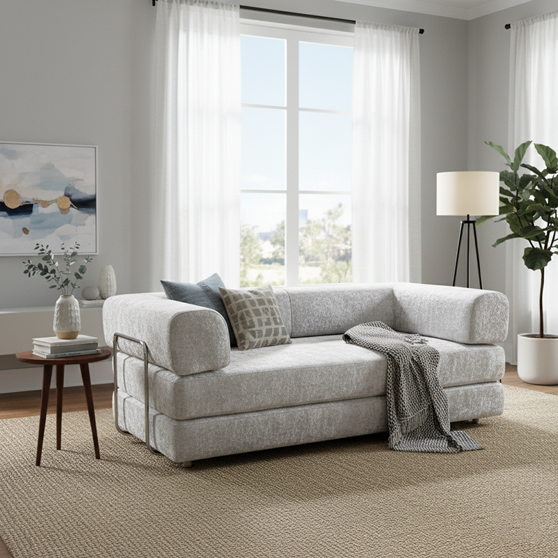 Space-Saving Compression Sofa Bed - Nordic Comfortable, Supportive & No Assembly Required For Living Room & Bedroom