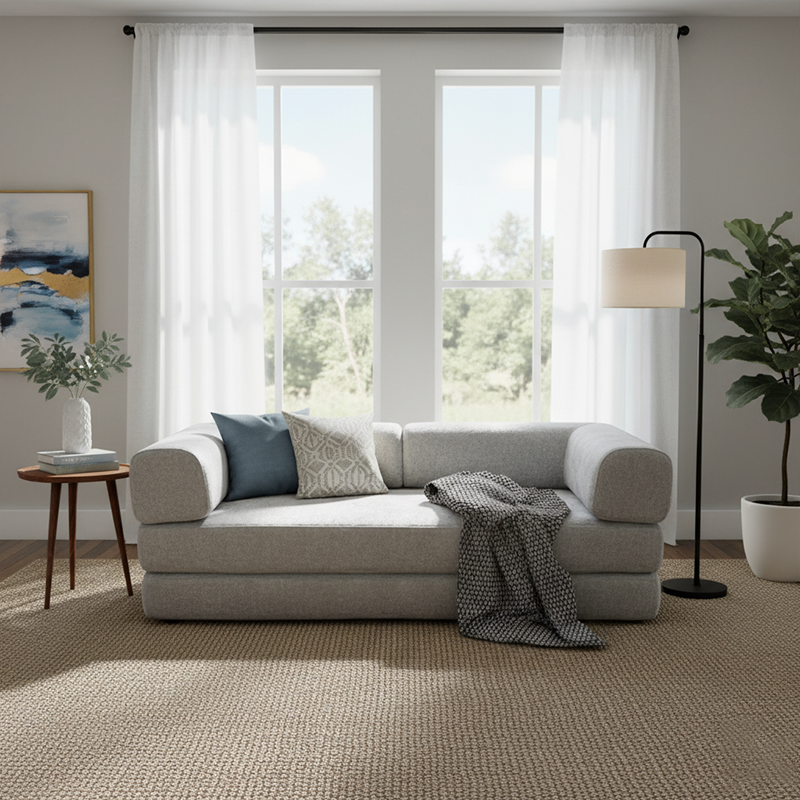 Space-Saving Compression Sofa Bed - Nordic Comfortable, Supportive & No Assembly Required For Living Room & Bedroom