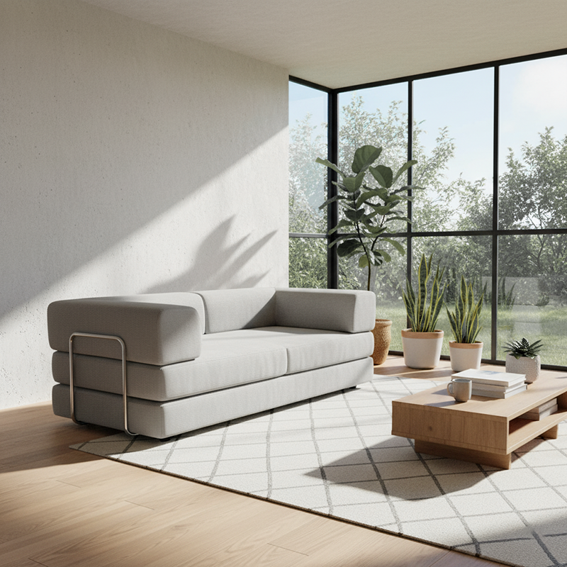 Space-Saving Compression Sofa Bed - Nordic Comfortable, Supportive & No Assembly Required For Living Room & Bedroom