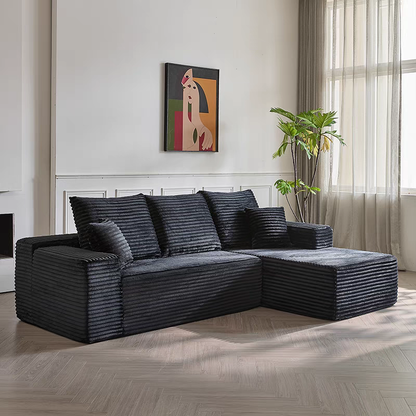 Compact 35D High-Resilience Foam Compression Sofa - Nordic Soft Corduroy Fabric Easy Storage For Living Room & Bedroom