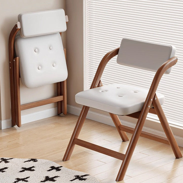 Modern Minimalist Synthetic Fabric Carbon Steel Rectangular Foldable Dining Chair Armless Backrest For Dining Room & Kitchen