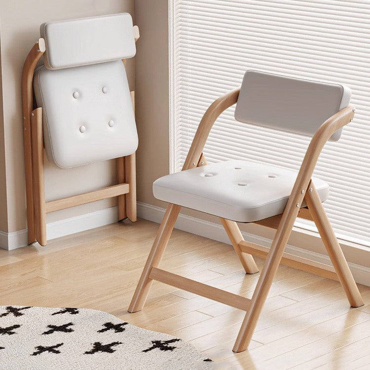 Modern Minimalist Synthetic Fabric Carbon Steel Rectangular Foldable Dining Chair Armless Backrest For Dining Room & Kitchen