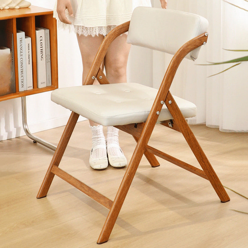 Modern Minimalist Synthetic Fabric Carbon Steel Rectangular Foldable Dining Chair Armless Backrest For Dining Room & Kitchen