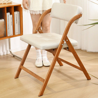 Modern Minimalist Synthetic Fabric Carbon Steel Rectangular Foldable Dining Chair Armless Backrest For Dining Room & Kitchen
