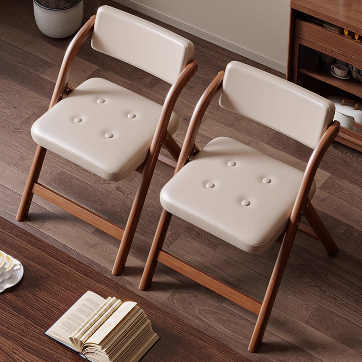 Modern Minimalist Synthetic Fabric Carbon Steel Rectangular Foldable Dining Chair Armless Backrest For Dining Room & Kitchen
