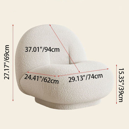 Contemporary Nordic Lamb Fleece Solid Wood Plywood Ellipse Swivel Accent Chair Backrest Armless For Living Room
