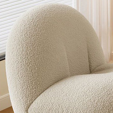 Contemporary Nordic Lamb Fleece Solid Wood Plywood Ellipse Swivel Accent Chair Backrest Armless For Living Room