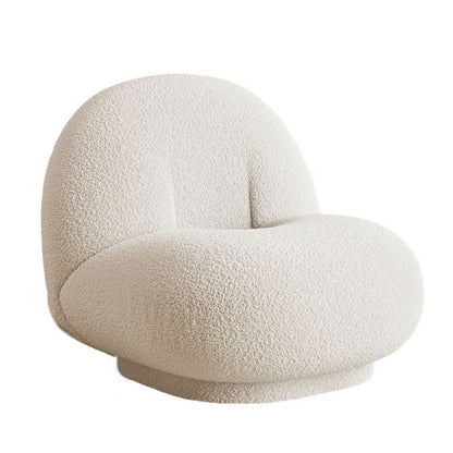Contemporary Nordic Lamb Fleece Solid Wood Plywood Ellipse Swivel Accent Chair Backrest Armless For Living Room