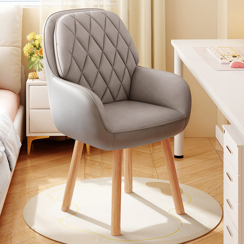 Modern Minimalist Synthetic Fabric Cat Scratch Leather Beech Wood Square Swivel Desk Chair Armrest Backrest For Home Office