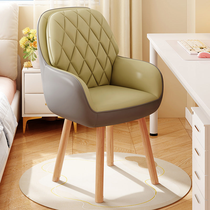 Modern Minimalist Synthetic Fabric Cat Scratch Leather Beech Wood Square Swivel Desk Chair Armrest Backrest For Home Office