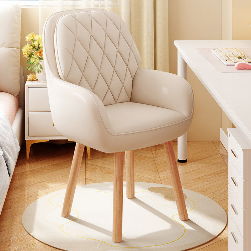 Modern Minimalist Synthetic Fabric Cat Scratch Leather Beech Wood Square Swivel Desk Chair Armrest Backrest For Home Office
