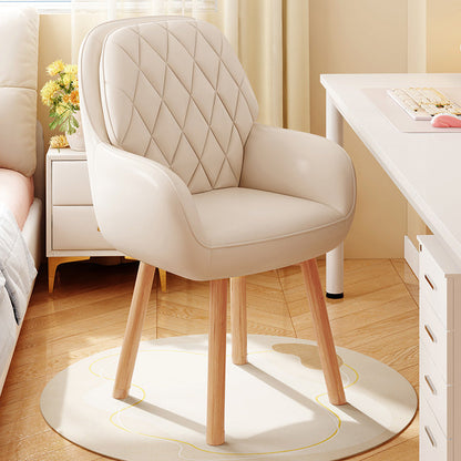 Modern Minimalist Synthetic Fabric Cat Scratch Leather Beech Wood Square Swivel Desk Chair Armrest Backrest For Home Office