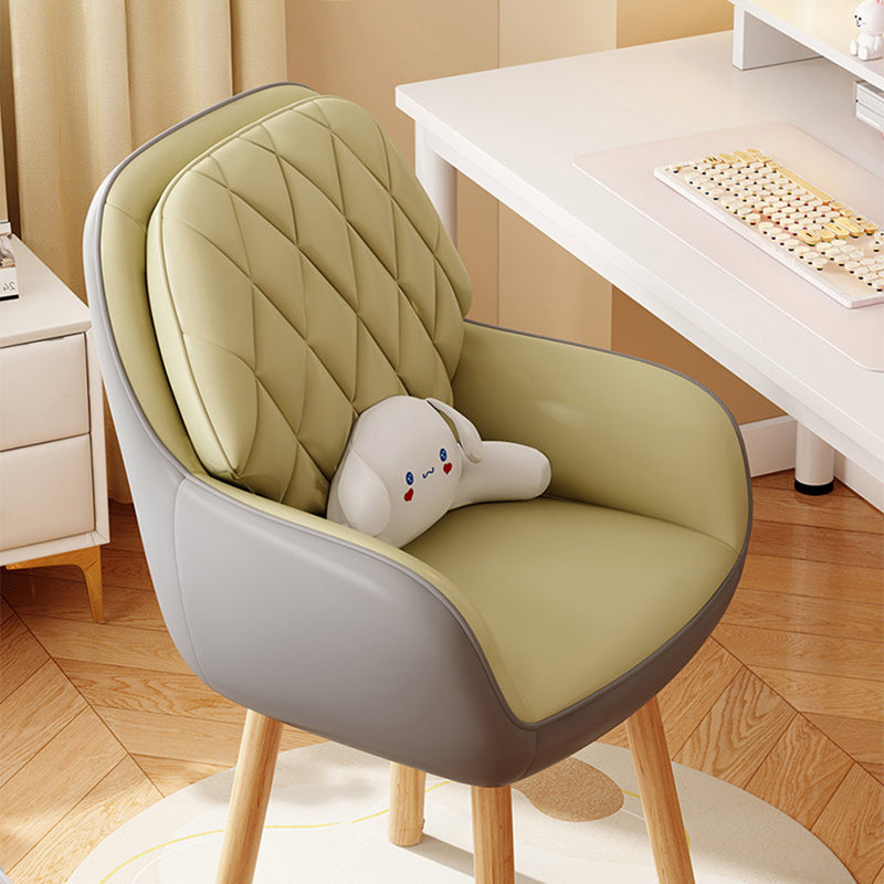 Modern Minimalist Synthetic Fabric Cat Scratch Leather Beech Wood Square Swivel Desk Chair Armrest Backrest For Home Office