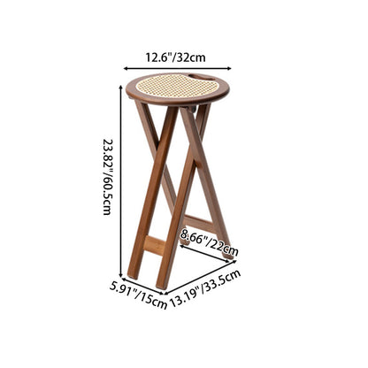 Contemporary Retro Nan Bamboo Resin Rattan Round Weaving Foldable Bar Stool For Dining Room & Kitchen