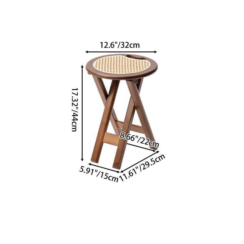 Contemporary Retro Nan Bamboo Resin Rattan Round Weaving Foldable Bar Stool For Dining Room & Kitchen