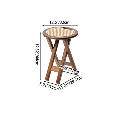 Contemporary Retro Nan Bamboo Resin Rattan Round Weaving Foldable Bar Stool For Dining Room & Kitchen