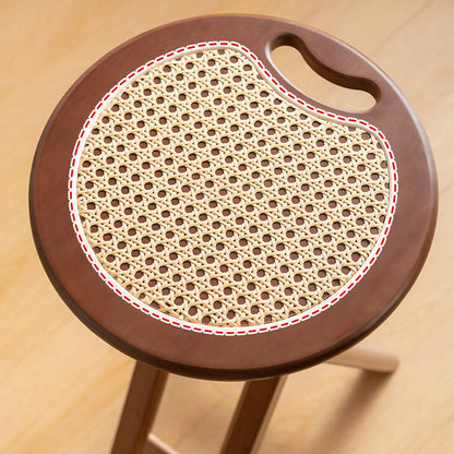 Contemporary Retro Nan Bamboo Resin Rattan Round Weaving Foldable Bar Stool For Dining Room & Kitchen