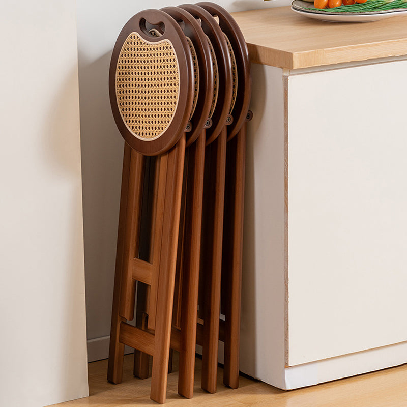 Contemporary Retro Nan Bamboo Resin Rattan Round Weaving Foldable Bar Stool For Dining Room & Kitchen