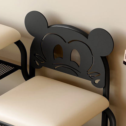 Contemporary Creative PU Leather Iron Rectangular Cartoon Shoe Bench 2-Tier Spacious Seat For Entryway