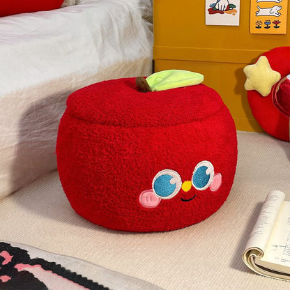 Contemporary Creative Velvet MDF Apple-Shaped Low Stool Hidden Storage For Living Room