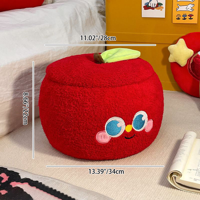 Contemporary Creative Velvet MDF Apple-Shaped Low Stool Hidden Storage For Living Room