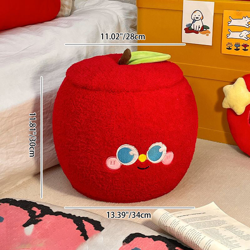 Contemporary Creative Velvet MDF Apple-Shaped Low Stool Hidden Storage For Living Room