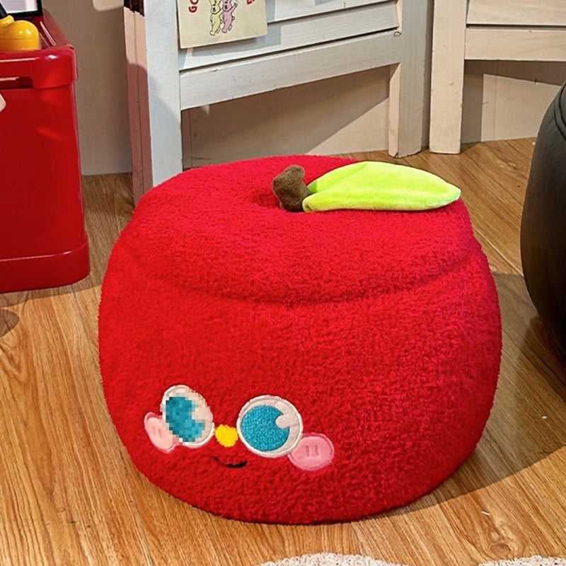 Contemporary Creative Velvet MDF Apple-Shaped Low Stool Hidden Storage For Living Room