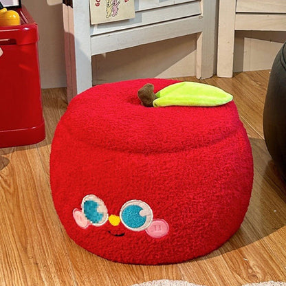 Contemporary Creative Velvet MDF Apple-Shaped Low Stool Hidden Storage For Living Room