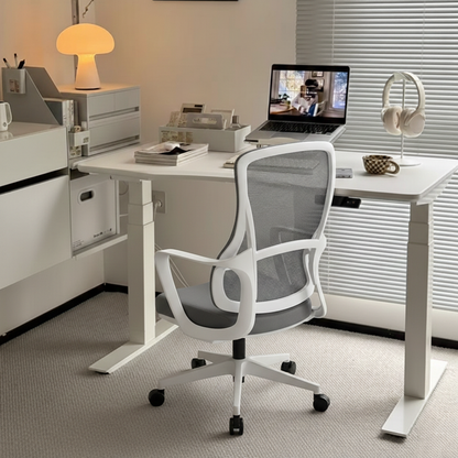 Memory Sponge Seat & Breathable Mesh Back Desk Chair - Minimalist PU Silent Casters & Butterfly Base For Home Office