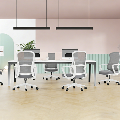 Memory Sponge Seat & Breathable Mesh Back Desk Chair - Minimalist PU Silent Casters & Butterfly Base For Home Office
