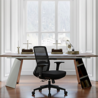 Adjustable Lumbar Support Ergonomic Mid-Back Desk Chair - Minimalist Memory Sponge Seat & BIFMA-Approved Casters For Home Office