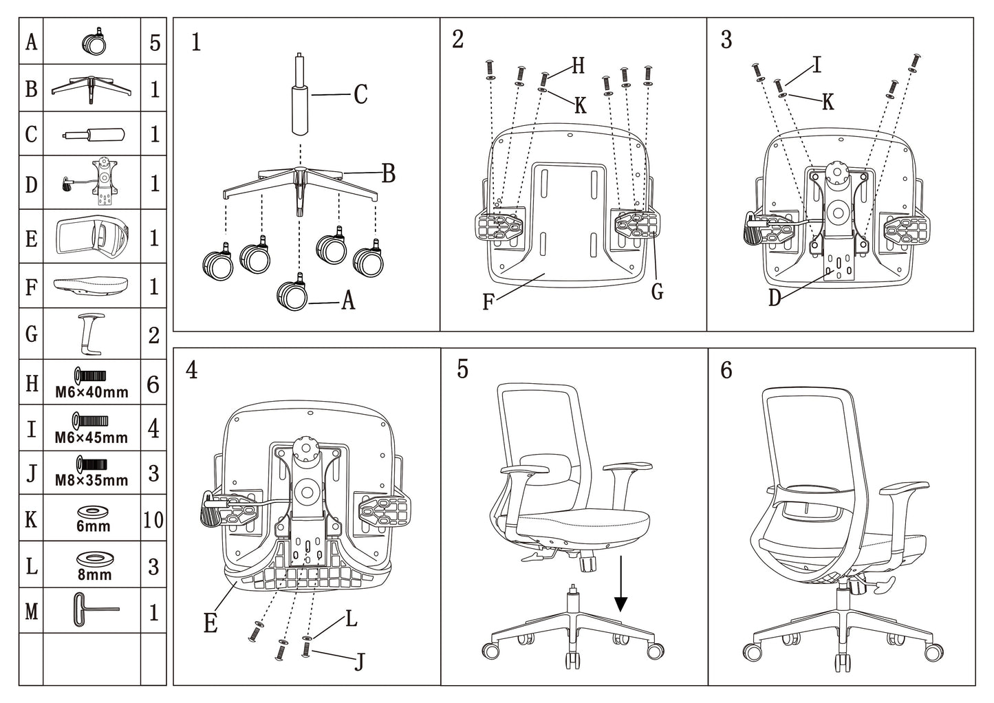 Adjustable Lumbar Support Ergonomic Mid-Back Desk Chair - Minimalist Memory Sponge Seat & BIFMA-Approved Casters For Home Office