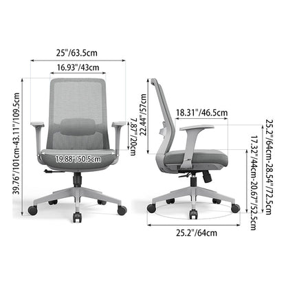 Ergonomic Mid-Back Desk Chair - Minimalist Office Chair With Adjustable Lumbar Support & Memory Sponge Seat For Home Office