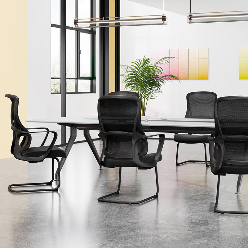Stylish Black Mesh Executive Desk Chair - Minimalist High-End Visitor Chair With Memory Foam Seat & Steel Frame For Home Office