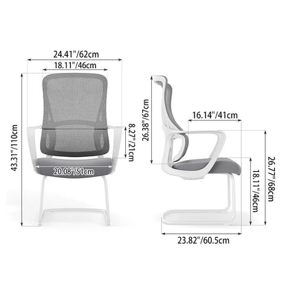 Modern Fixed Armrests Mesh Fabric Desk Chair - Minimalist Lumbar Support & Durable A3 Steel Frame For Home Office