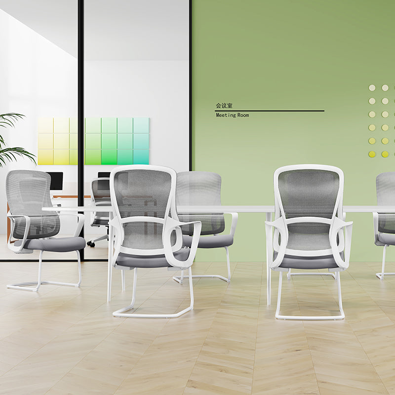 Modern Fixed Armrests Mesh Fabric Desk Chair - Minimalist Lumbar Support & Durable A3 Steel Frame For Home Office