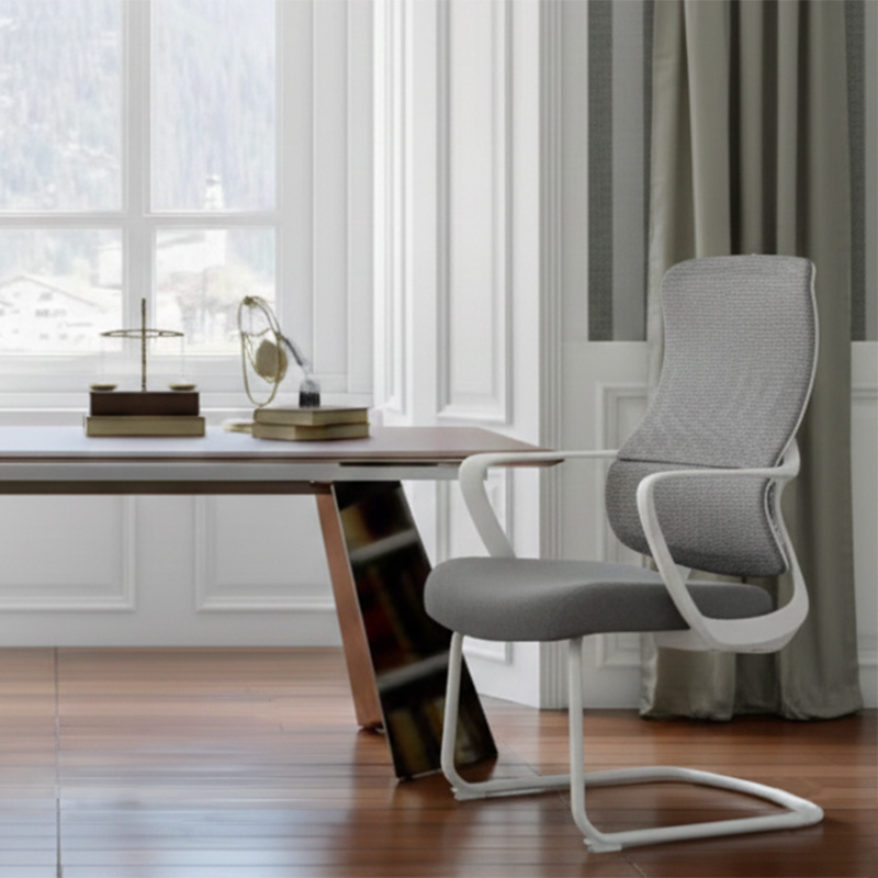Modern Fixed Armrests Mesh Fabric Desk Chair - Minimalist Lumbar Support & Durable A3 Steel Frame For Home Office