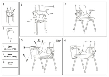 Comfort & Durability Ergonomic Foldable Desk Chair - Minimalist White Frame Chair Adjustable Backrest & Silent Casters Design For Home Office