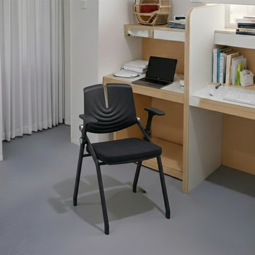 Comfort & Durability Ergonomic Foldable Desk Chair - Minimalist White Frame Chair Adjustable Backrest & Silent Casters Design For Home Office