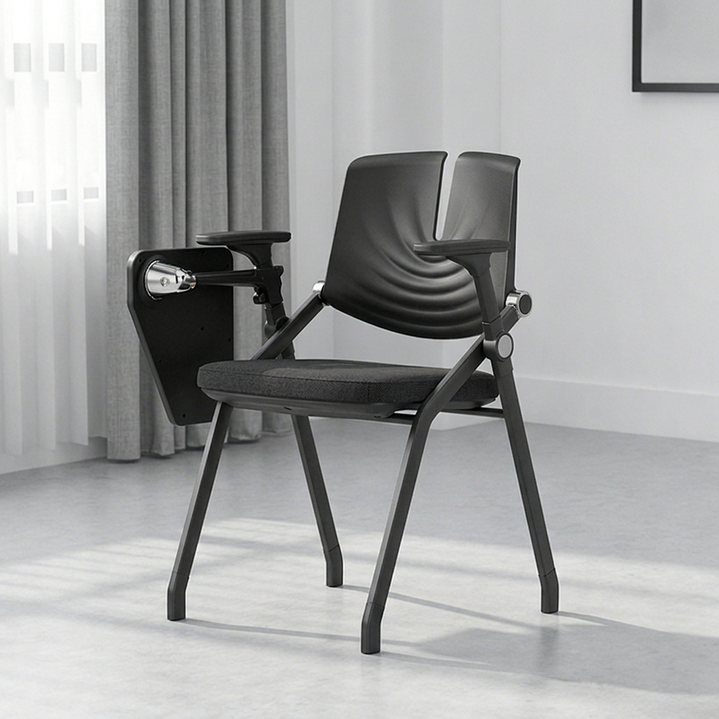 Premium High-Density Sponge Ergonomic Desk Chair - Minimalist Foldable Chair With Adjustable Armrests & Writing Board For Home Office