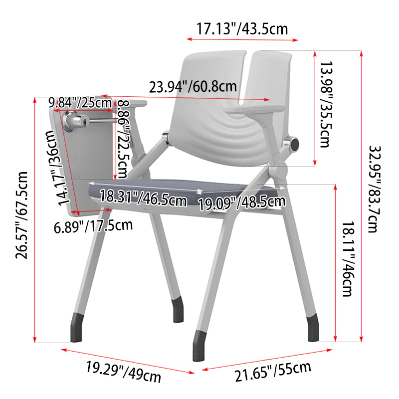 Space-Saving Foldable 180° Rotating Writing Board Desk Chair - Minimalist Silent Casters & Adjustable Armrests & Comfortable & Practical For Home Office