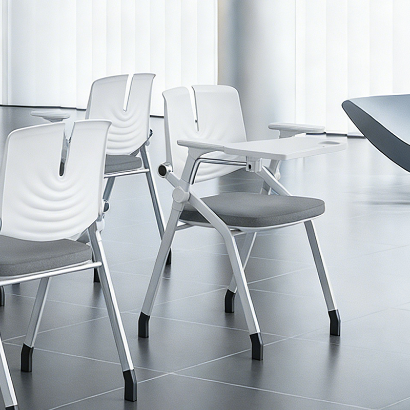 Space-Saving Foldable 180° Rotating Writing Board Desk Chair - Minimalist Silent Casters & Adjustable Armrests & Comfortable & Practical For Home Office