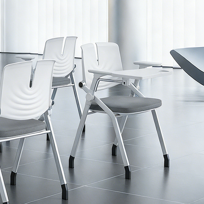 Space-Saving Foldable 180° Rotating Writing Board Desk Chair - Minimalist Silent Casters & Adjustable Armrests & Comfortable & Practical For Home Office