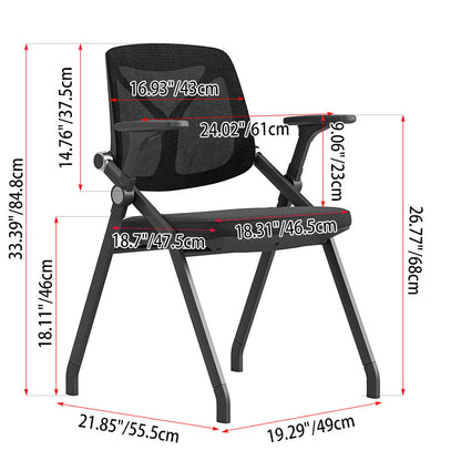 Black Mesh Back Ergonomic Desk Chair - Minimalist Adjustable Armrests, High-Density Foam Seat & Foldable Design For Home Office