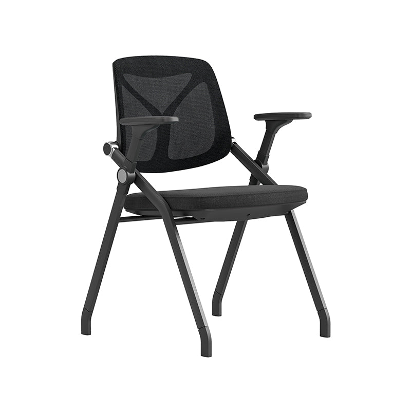 Black Mesh Back Ergonomic Desk Chair - Minimalist Adjustable Armrests, High-Density Foam Seat & Foldable Design For Home Office