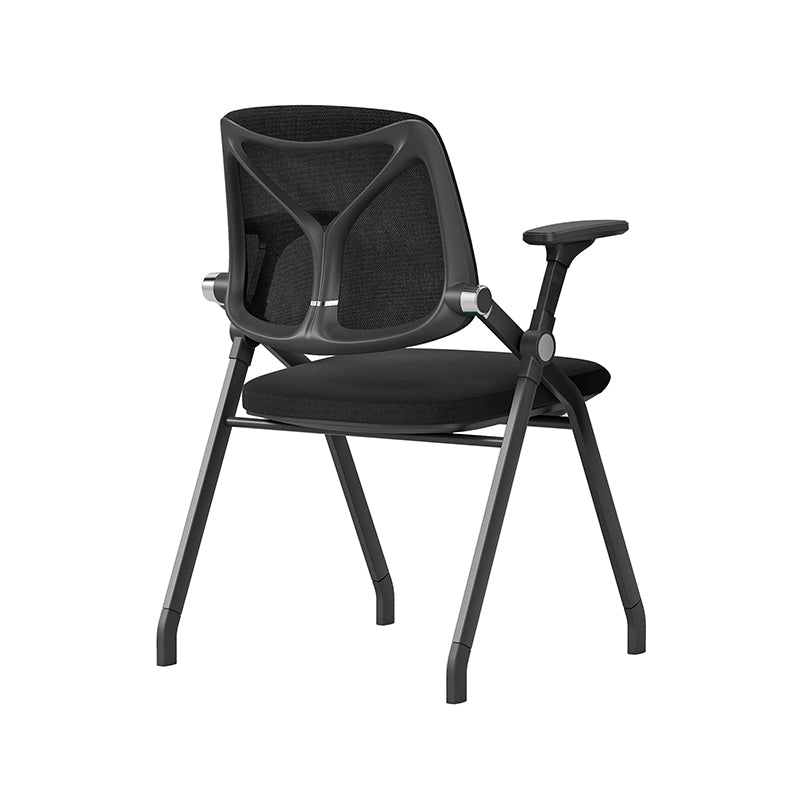 Black Mesh Back Ergonomic Desk Chair - Minimalist Adjustable Armrests, High-Density Foam Seat & Foldable Design For Home Office