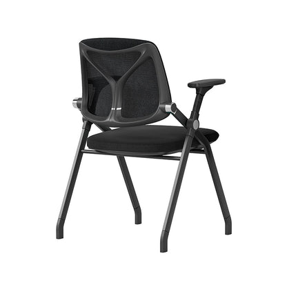 Black Mesh Back Ergonomic Desk Chair - Minimalist Adjustable Armrests, High-Density Foam Seat & Foldable Design For Home Office