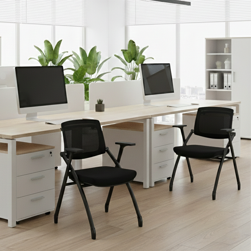 Ergonomic Adjustable Tilt Desk Chair - Minimalist Foldable Office Chair With Breathable Mesh & Bag Hook For Home Office
