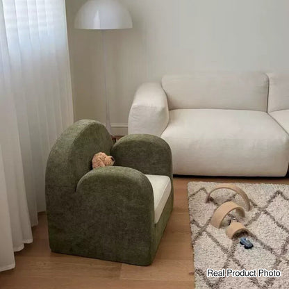 Cute Toddler Couch Plush Soft Chenille Teddy Fleece Kids Sofa - Nordic Chair With Wide Cushioned Seat And Stable Weighted Base For Living Room