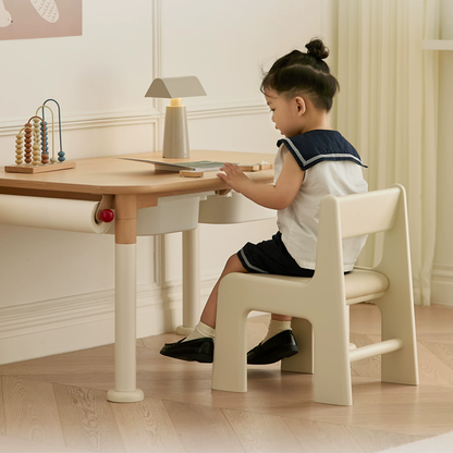 Upholstered Children’s Study Chair Beech Wood Kids Chair - Nordic Toddler Seat With High Backrest Soft Cushion & Rounded Edges For Living Room